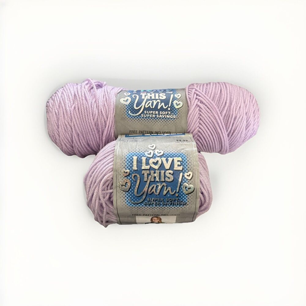 Lot of 2 Hobby Lobby I Love This Yarn Sport Weight Acrylic Purple Orchid